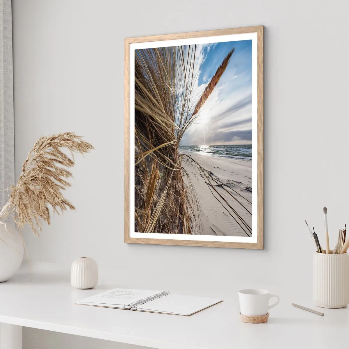 Een poster in een licht eiken lijst - Een ontmoeting van de elementen - 70x100 cm