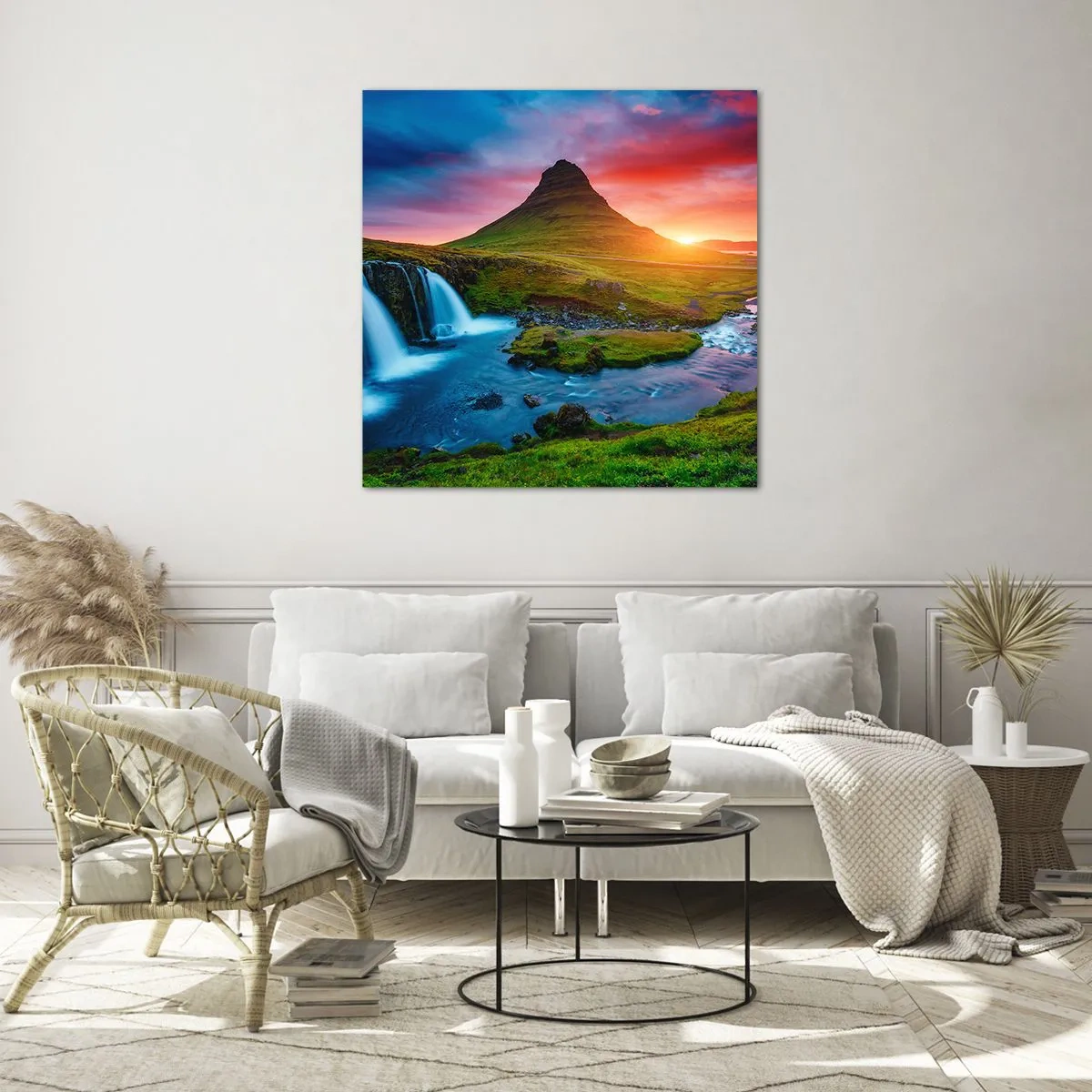 Schilderen op glas - IJsland - vuur en water - 50x50 cm