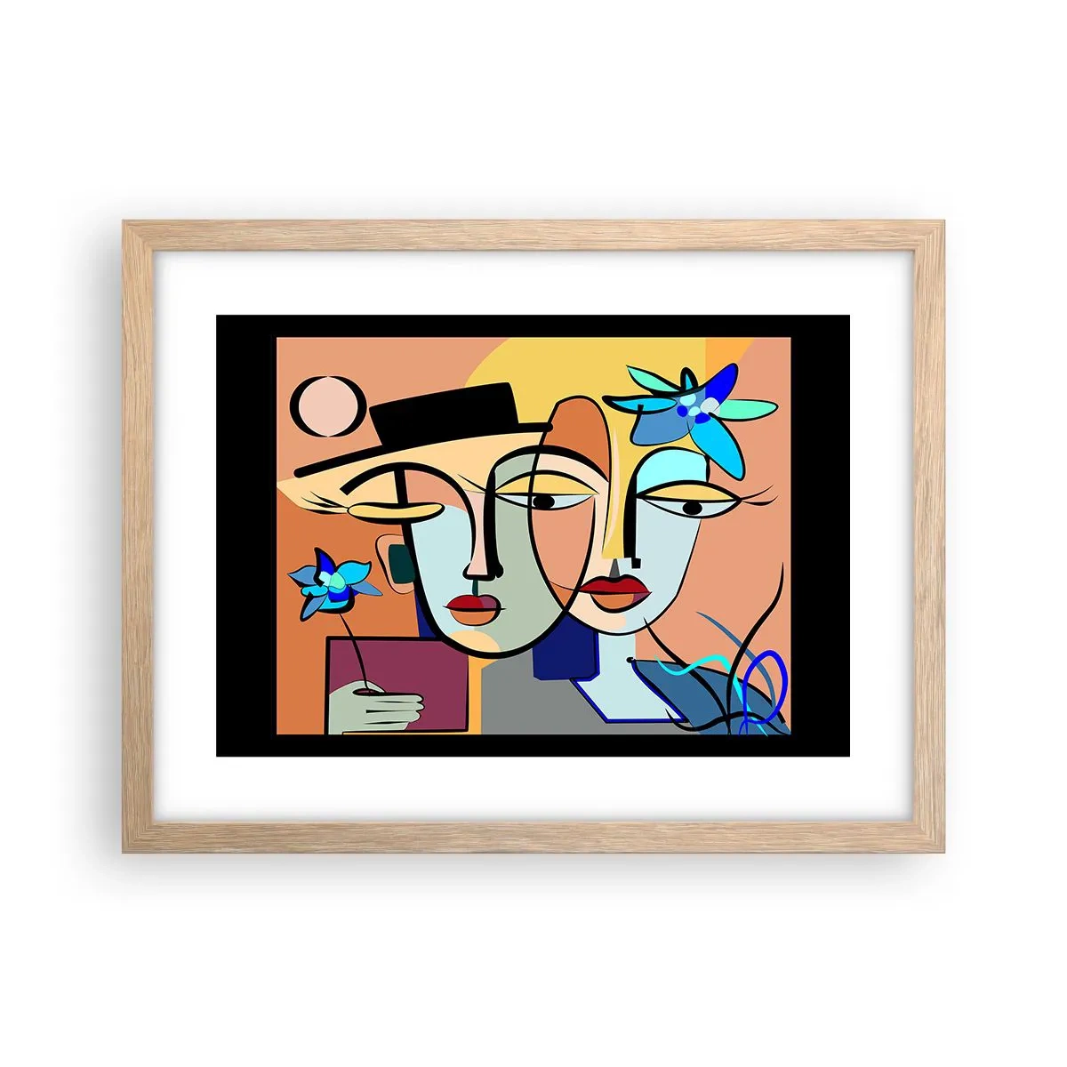Een poster in een licht eiken lijst - Picasso's randez-vous - 40x30 cm