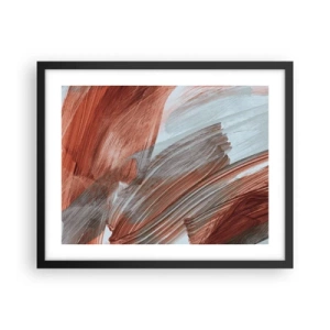 Poster in een zwarte lijst - Herfst en winderige abstractie - 50x40 cm