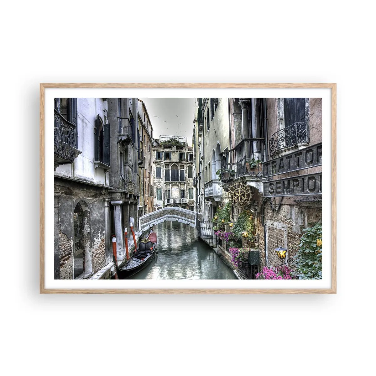 Een poster in een licht eiken lijst - Eeuwenlang in stille reflectie - 100x70 cm