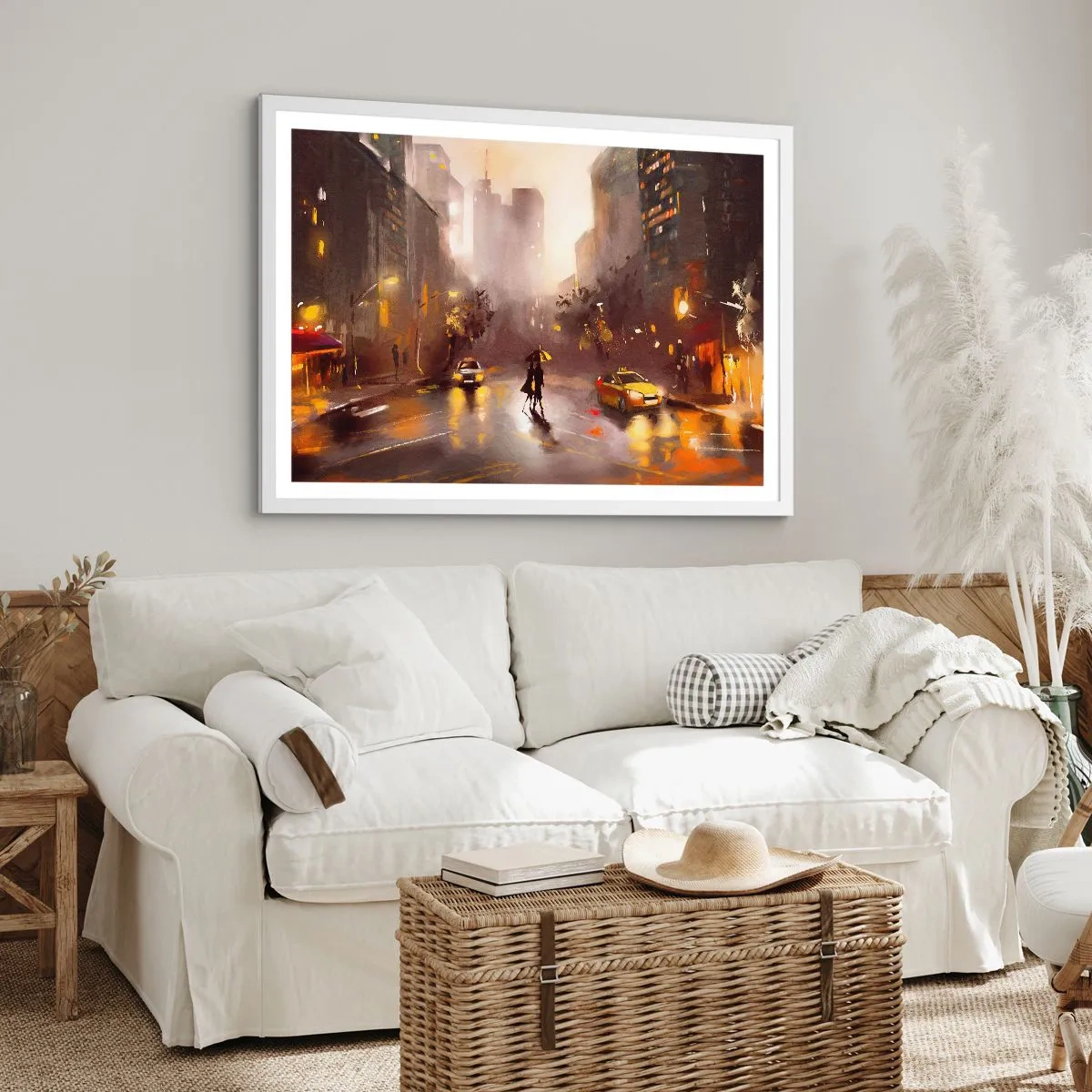 Poster in een witte lijst - In de lichten van New York - 91x61 cm