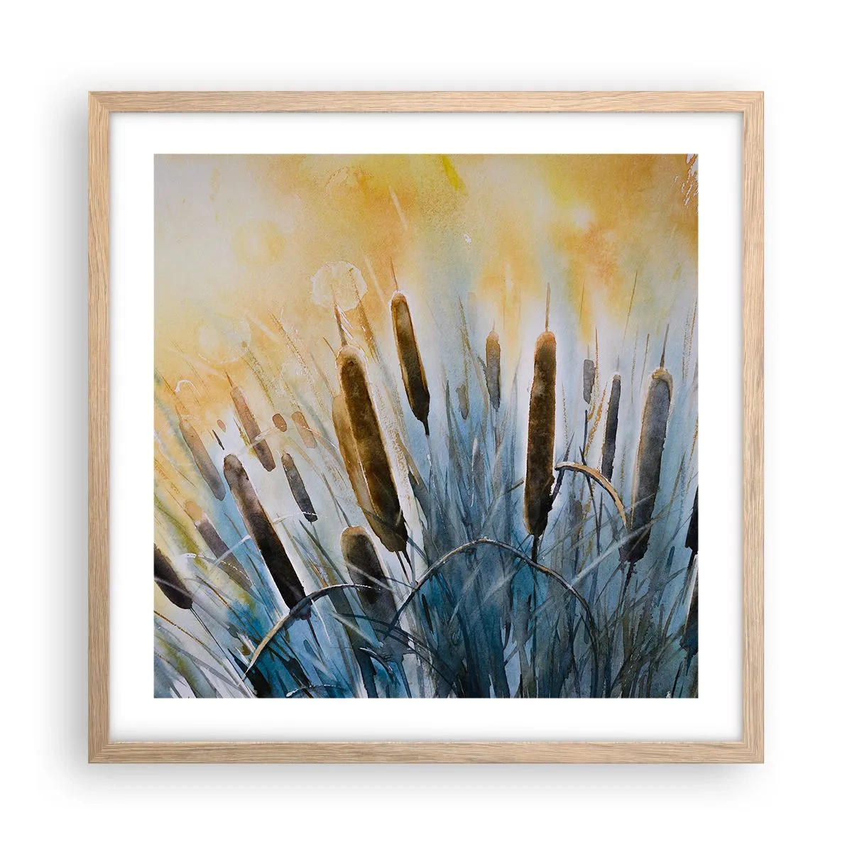 Een poster in een licht eiken lijst - De kou van het water, de hitte van de zon - 50x50 cm