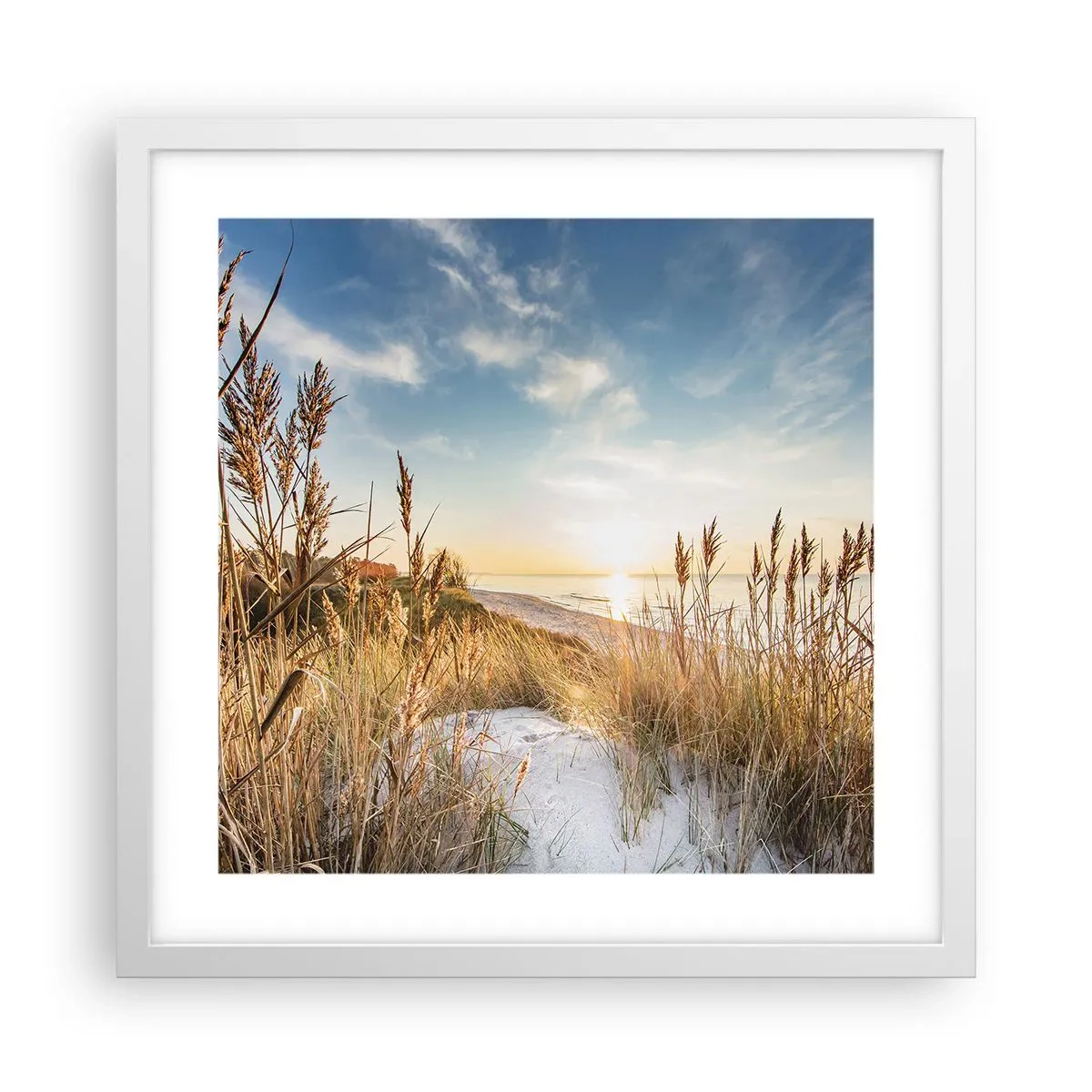 Poster in een witte lijst - Noord strand - 40x40 cm