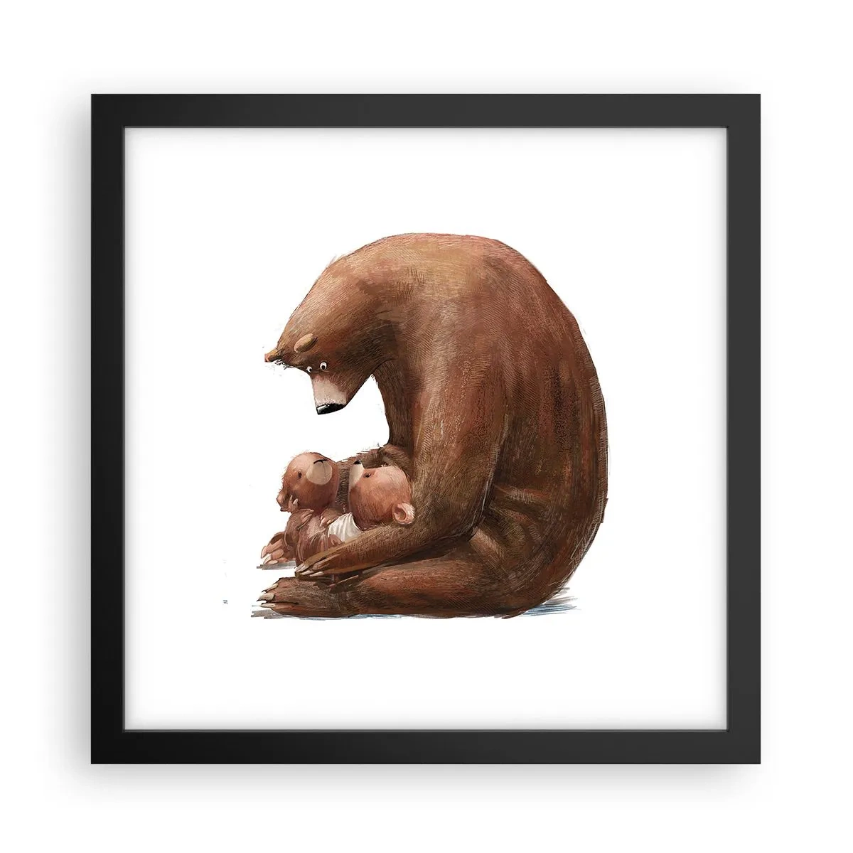Poster in een zwarte lijst - Zoete dromen, kinderen - 30x30 cm