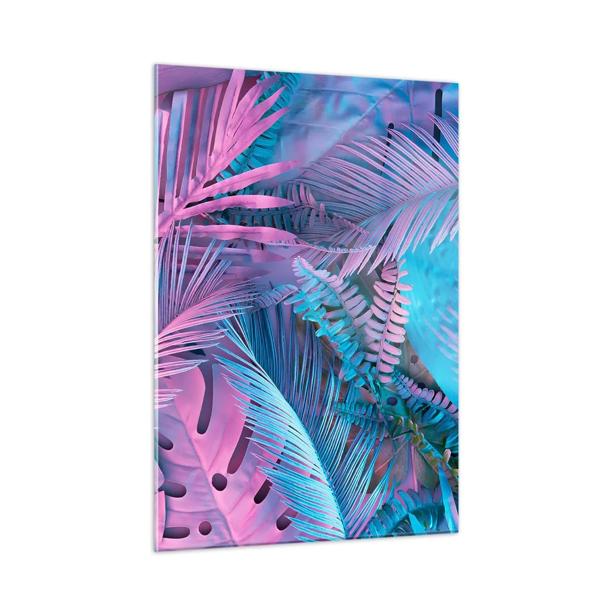 Schilderen op glas - Tropen in roze en blauw - 50x70 cm