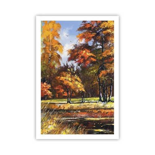 Poster - Landschap in goud en brons - 61x91 cm