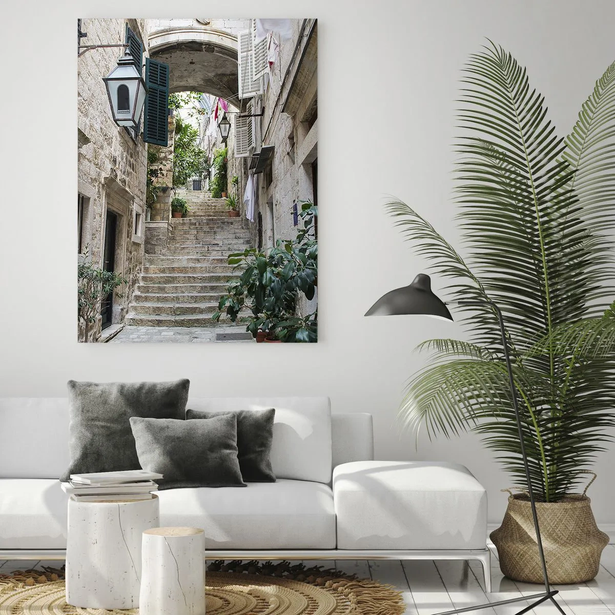 Schilderen op glas - Een charmant steegje - 70x100 cm