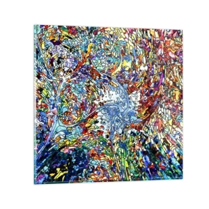 Schilderen op glas - Glas in lood druppel - 70x70 cm