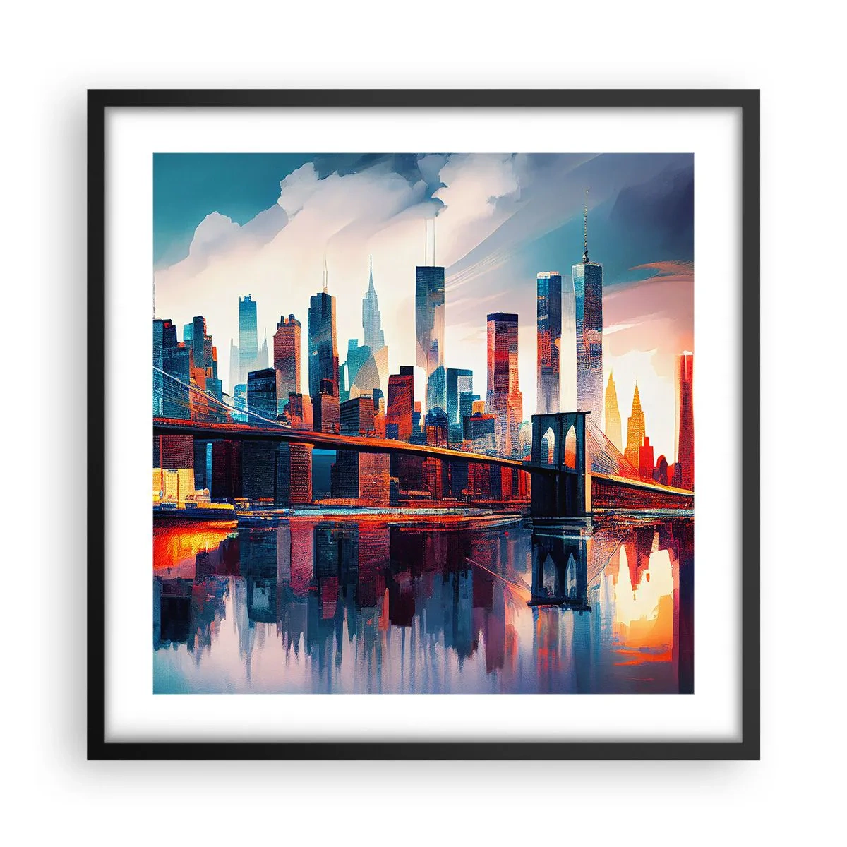 Poster in een zwarte lijst - Een droomachtig New York - 50x50 cm