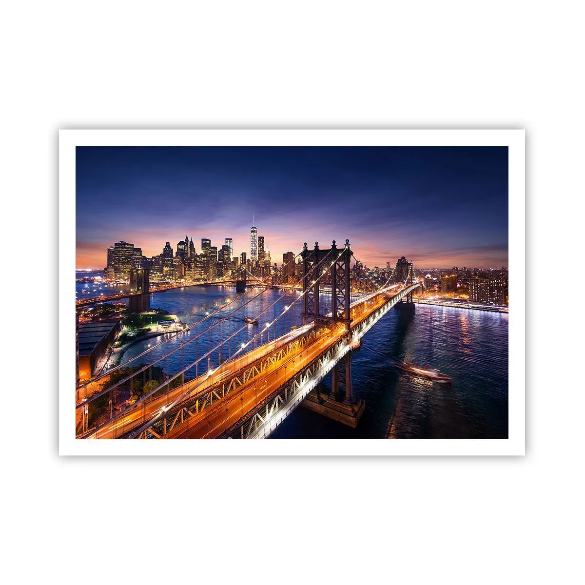 Poster - Een stralende brug naar het hart van de stad - 100x70 cm