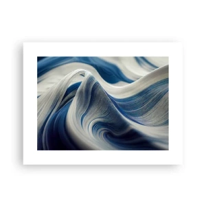 Poster - De vloeibaarheid van blauw en wit - 40x30 cm