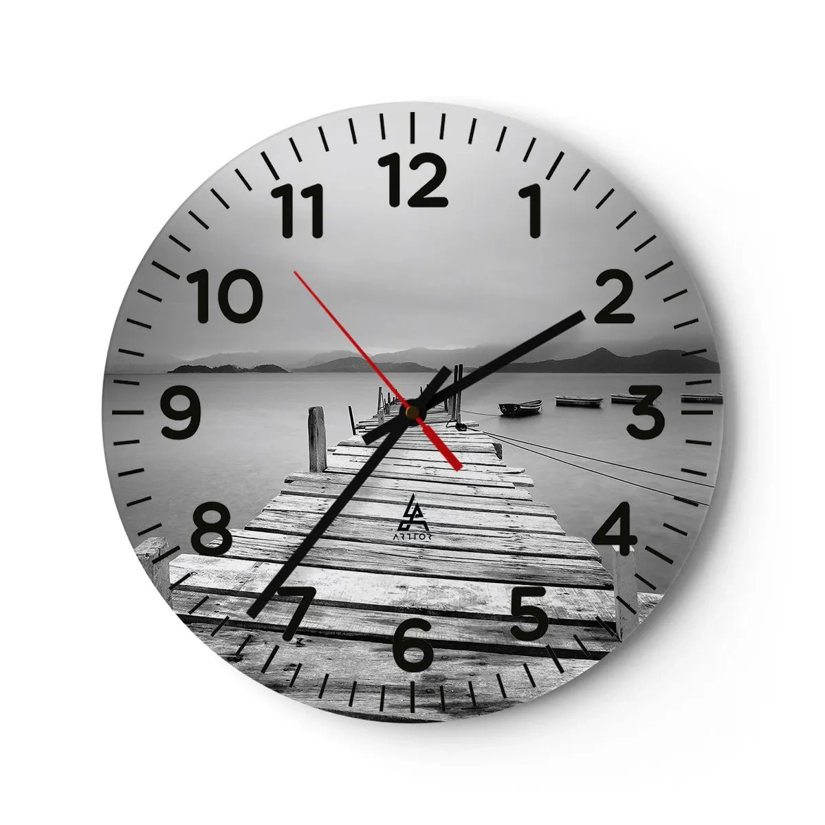 Wandklok - Klok - Achter bergen en zeeën - 40x40 cm