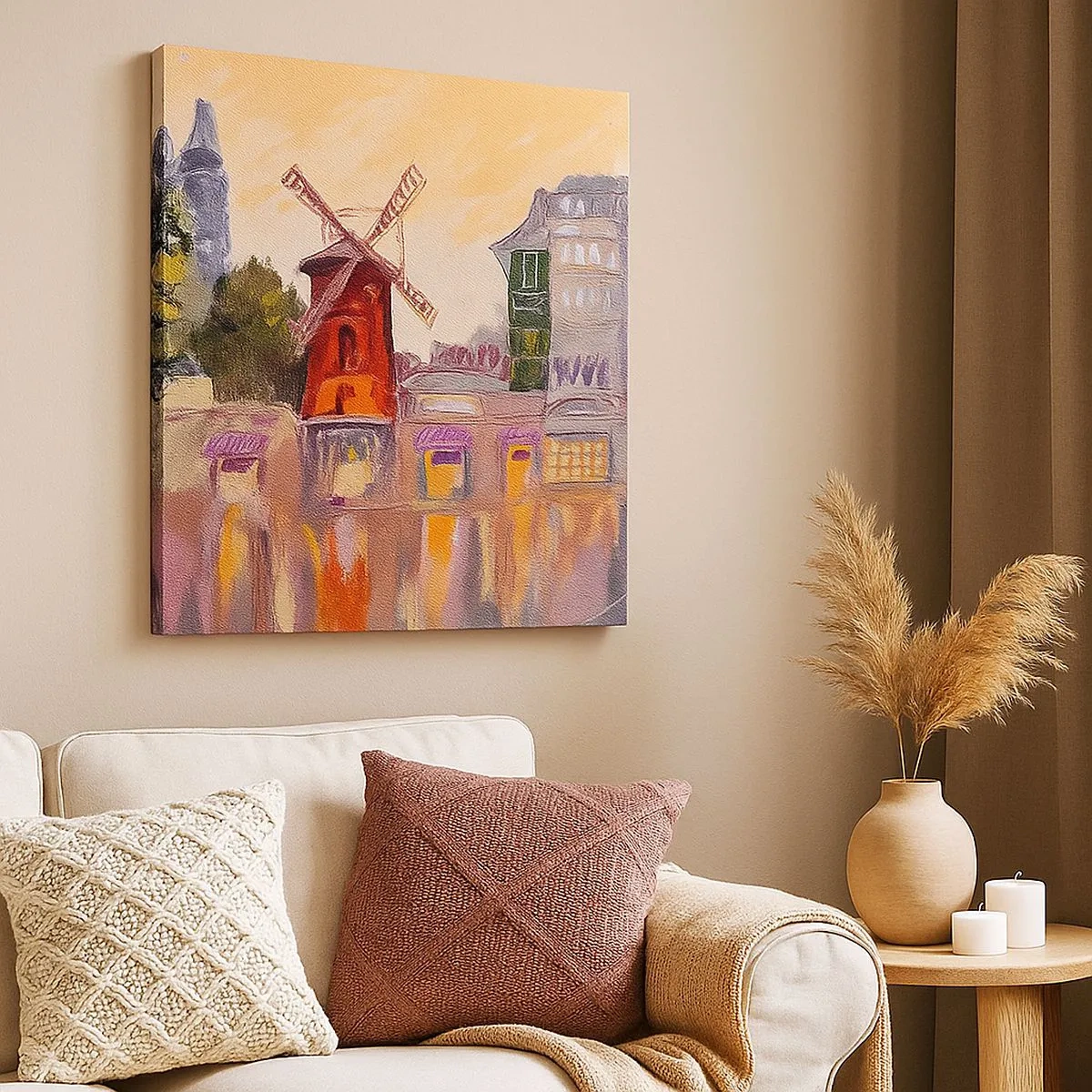 Schilderen op canvas - Parijse iconen – Moulin Rouge - 30x30 cm