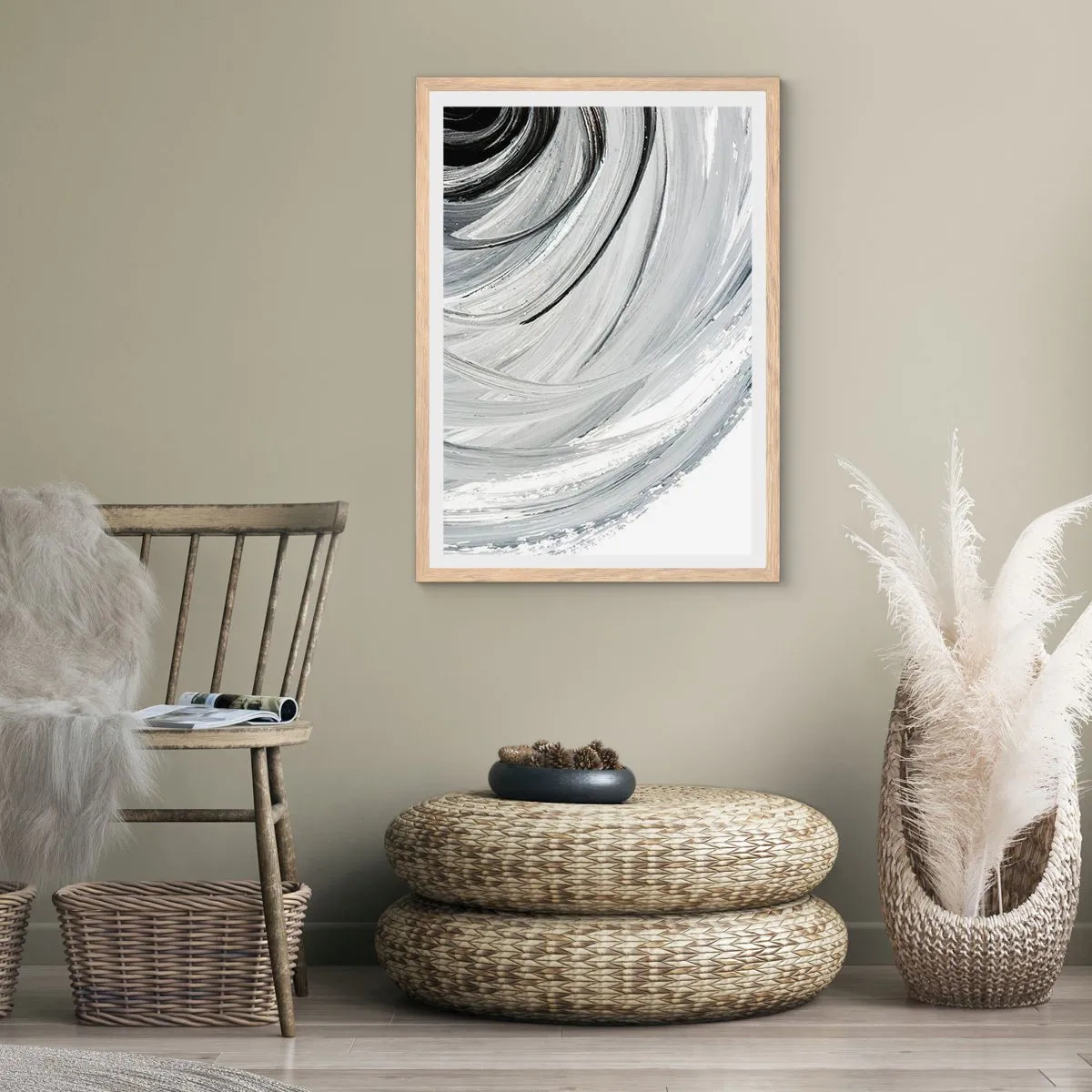 Een poster in een licht eiken lijst - Orbitale samenstelling - 50x70 cm