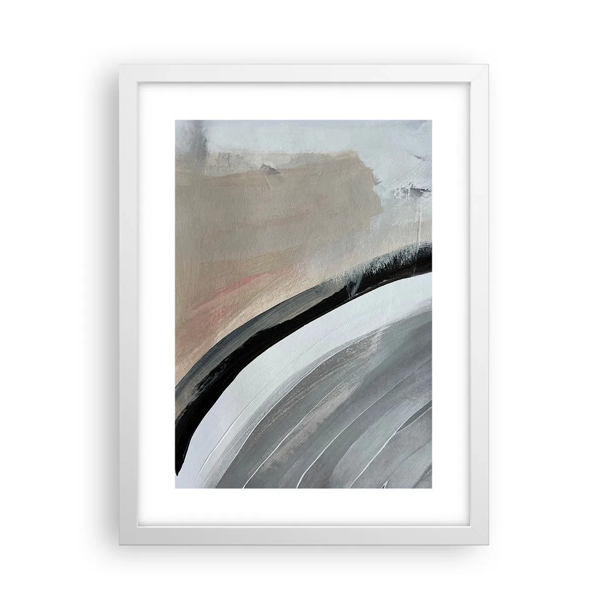 Poster in een witte lijst - Compositie: boog van zwart en grijs - 30x40 cm