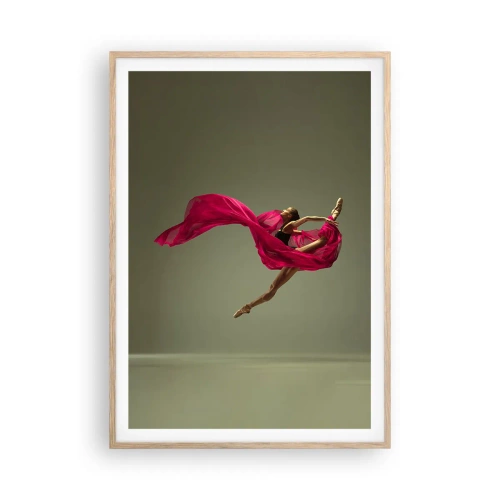 Een poster in een licht eiken lijst - Dansende vlam - 70x100 cm