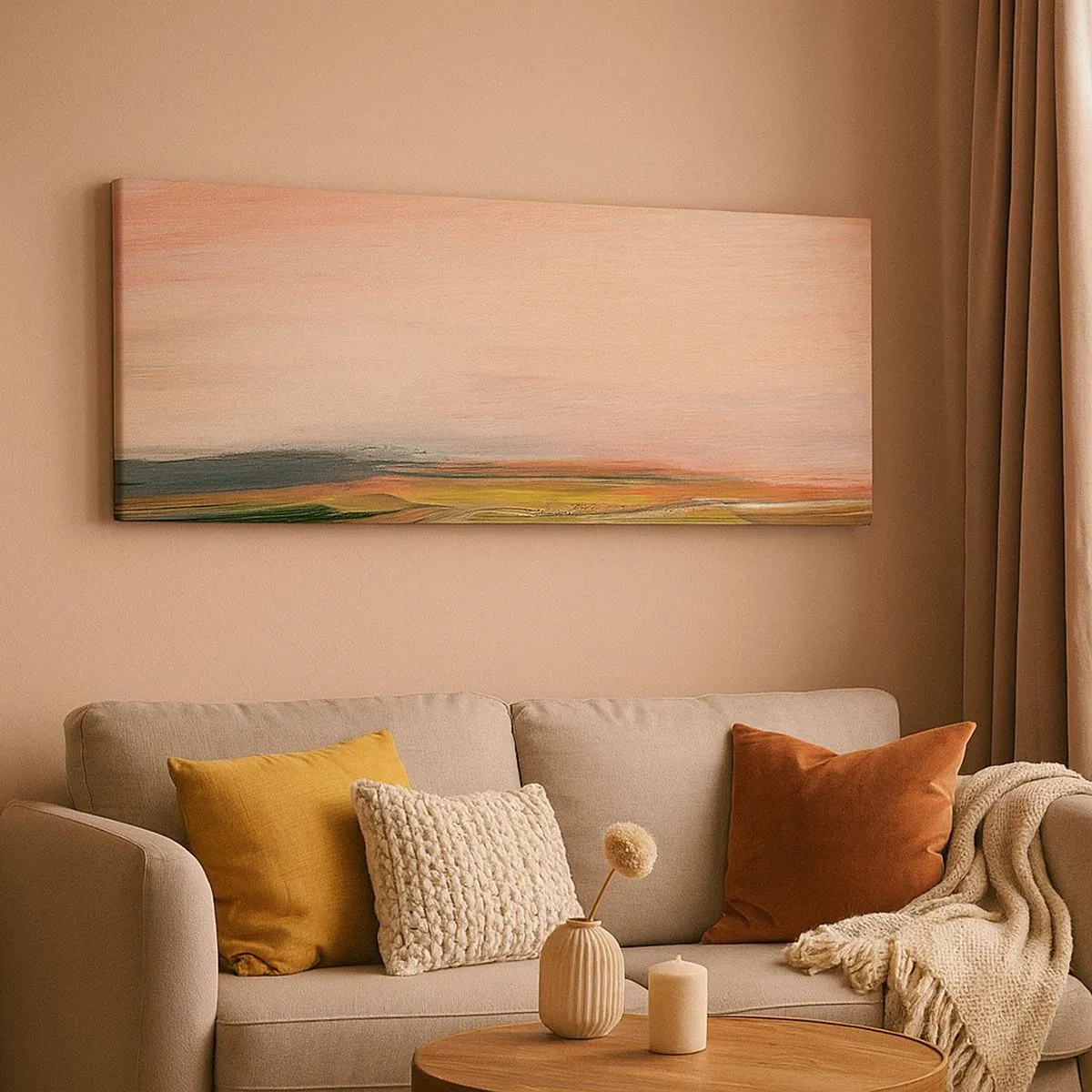 Schilderen op canvas - In roze tinten - 100x40 cm