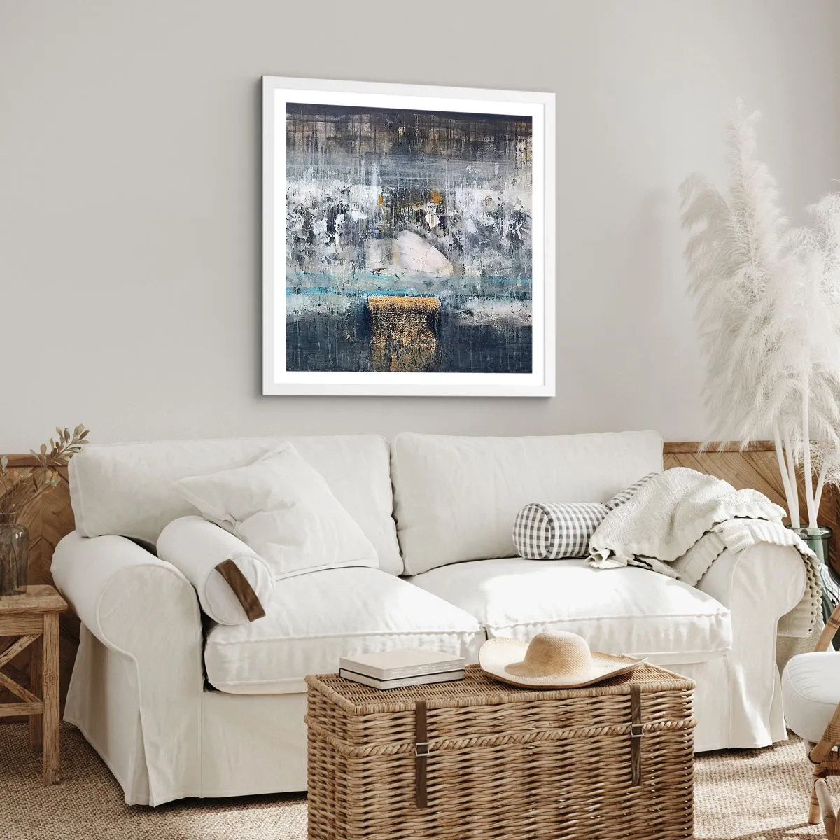 Poster in een witte lijst - Als op ijs, als zo moeizaam - 40x40 cm