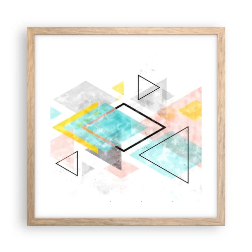 Een poster in een licht eiken lijst - Geometrisch spel - 40x40 cm