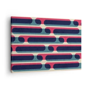 Schilderen op canvas - Geometrisch retropatroon met pastelkleuren - 70x50cm - In de diepte en vooruit - Moderne wanddecoratie voor woonkamer en slaapkamer ARTTOR