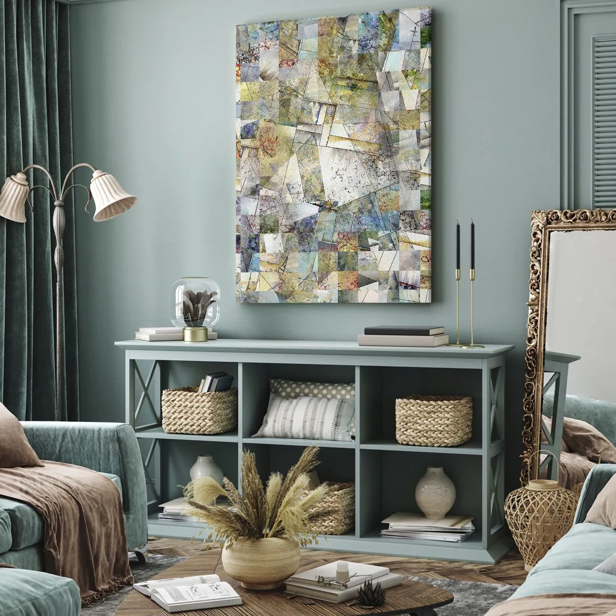 Schilderen op canvas - Geometrische schuifeling - 55x100 cm