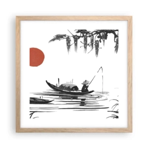 Een poster in een licht eiken lijst - Aziatische middag - 40x40 cm
