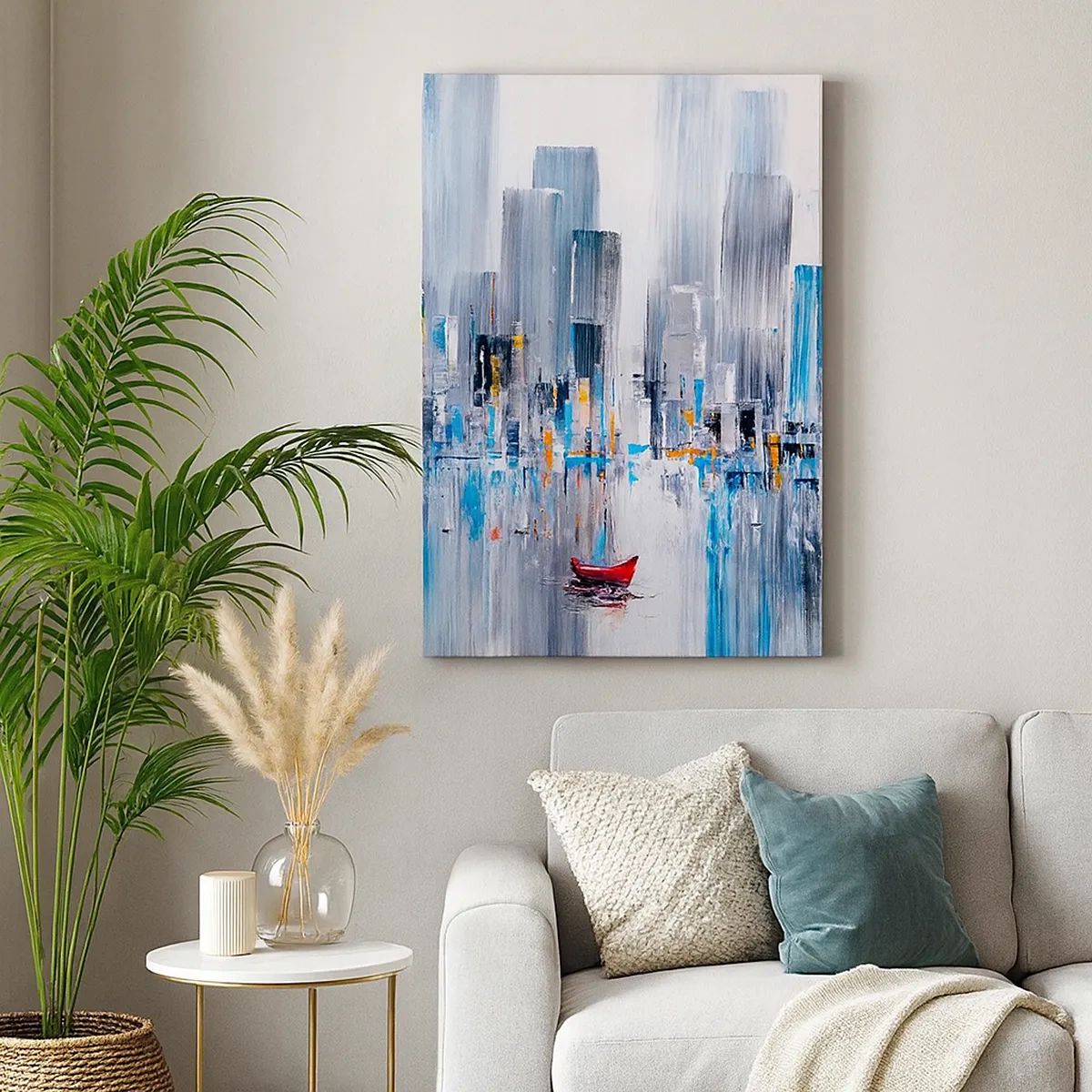 Schilderen op canvas - Een metropool aan de baai - 50x70 cm