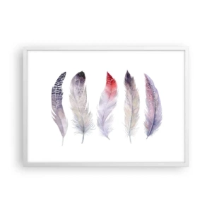 Poster in een witte lijst - Delicaat als veelkleurige mist - 70x50 cm