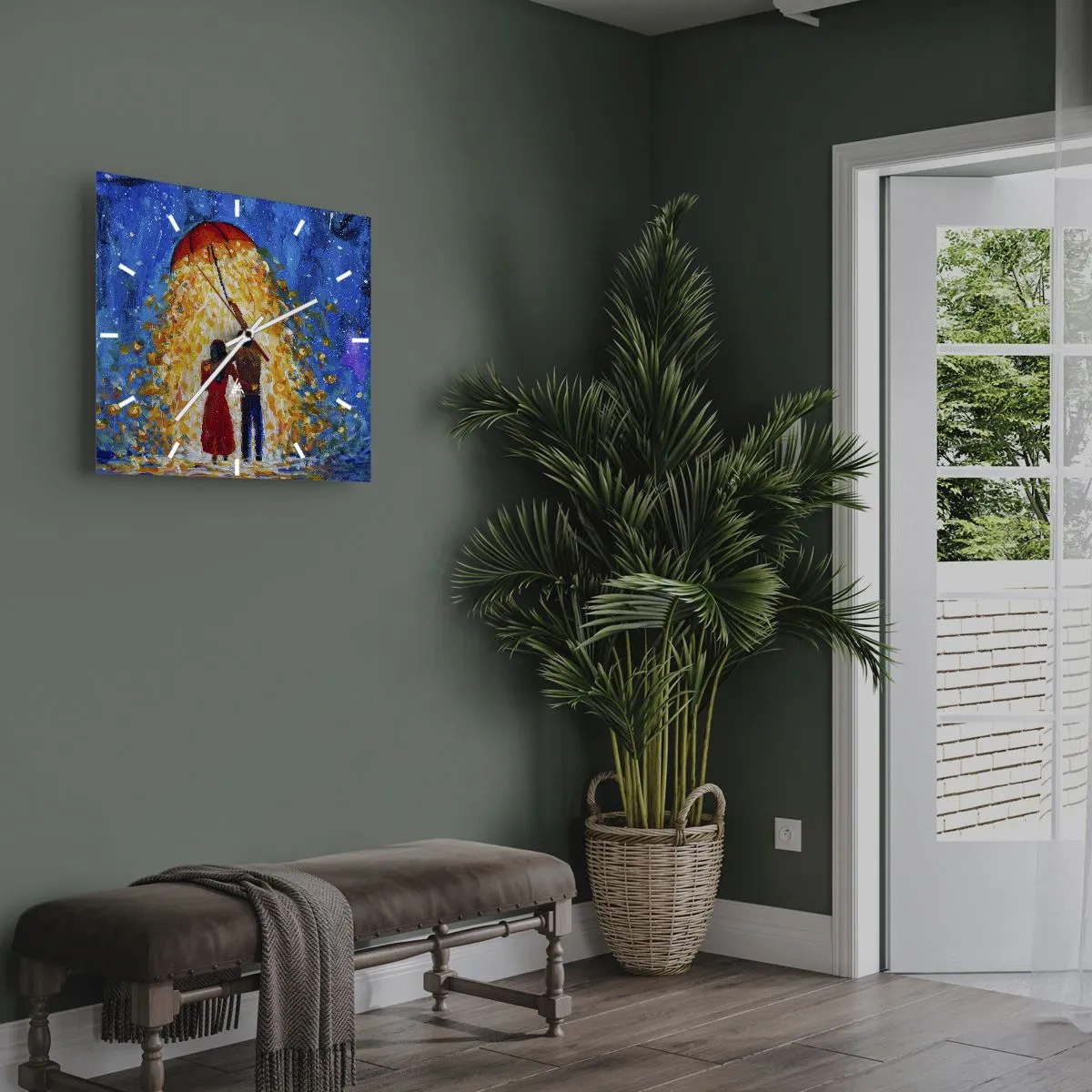 Wandklok - Klok - De magie van een regenachtige avond? - 40x40 cm