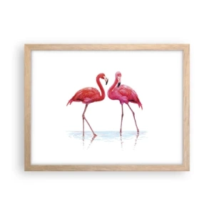 Een poster in een licht eiken lijst - Roze randez-vous - 40x30 cm