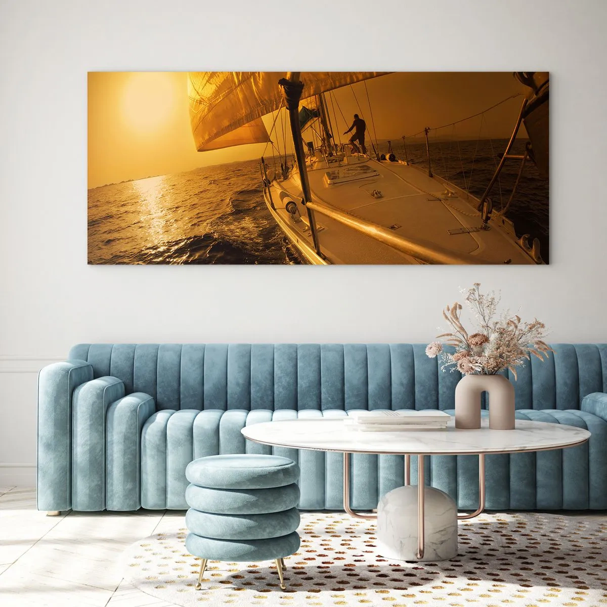 Schilderen op glas - Een gouden avond na een kleurrijke dag - 120x50 cm