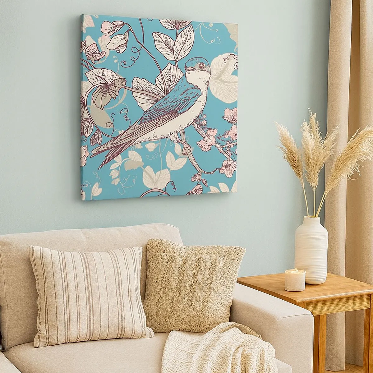 Schilderen op canvas - In witte abeel met het zingen van de nachtegaal - 30x30 cm