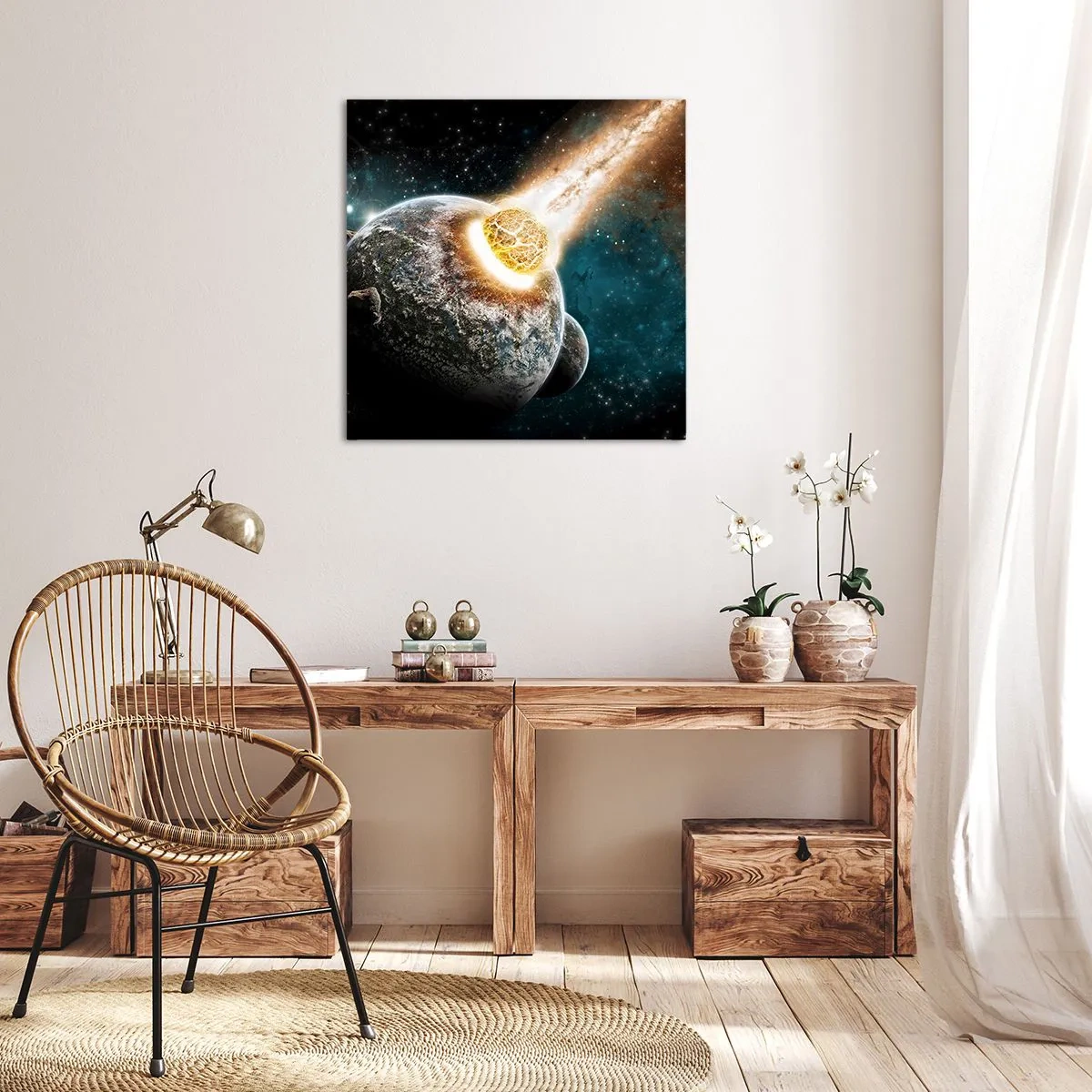 Schilderen op canvas - Vernietiging of geboorte - 50x50 cm