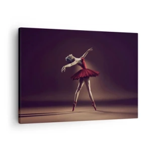 Schilderen op canvas - Een balletdanseres in een rode jurk tegen de achtergrond van een podium - 70x50cm - Een prima ballerina - Moderne wanddecoratie voor woonkamer en slaapkamer ARTTOR