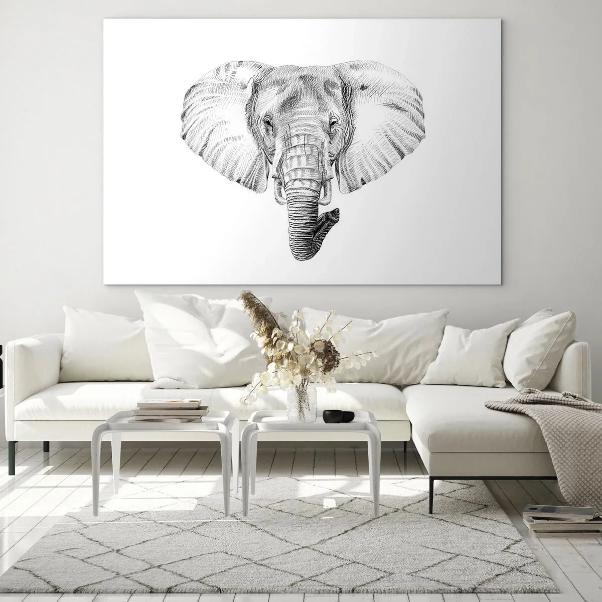 Schilderen op glas - "Er was een olifant, zo groot als - een olifant" - 120x80 cm