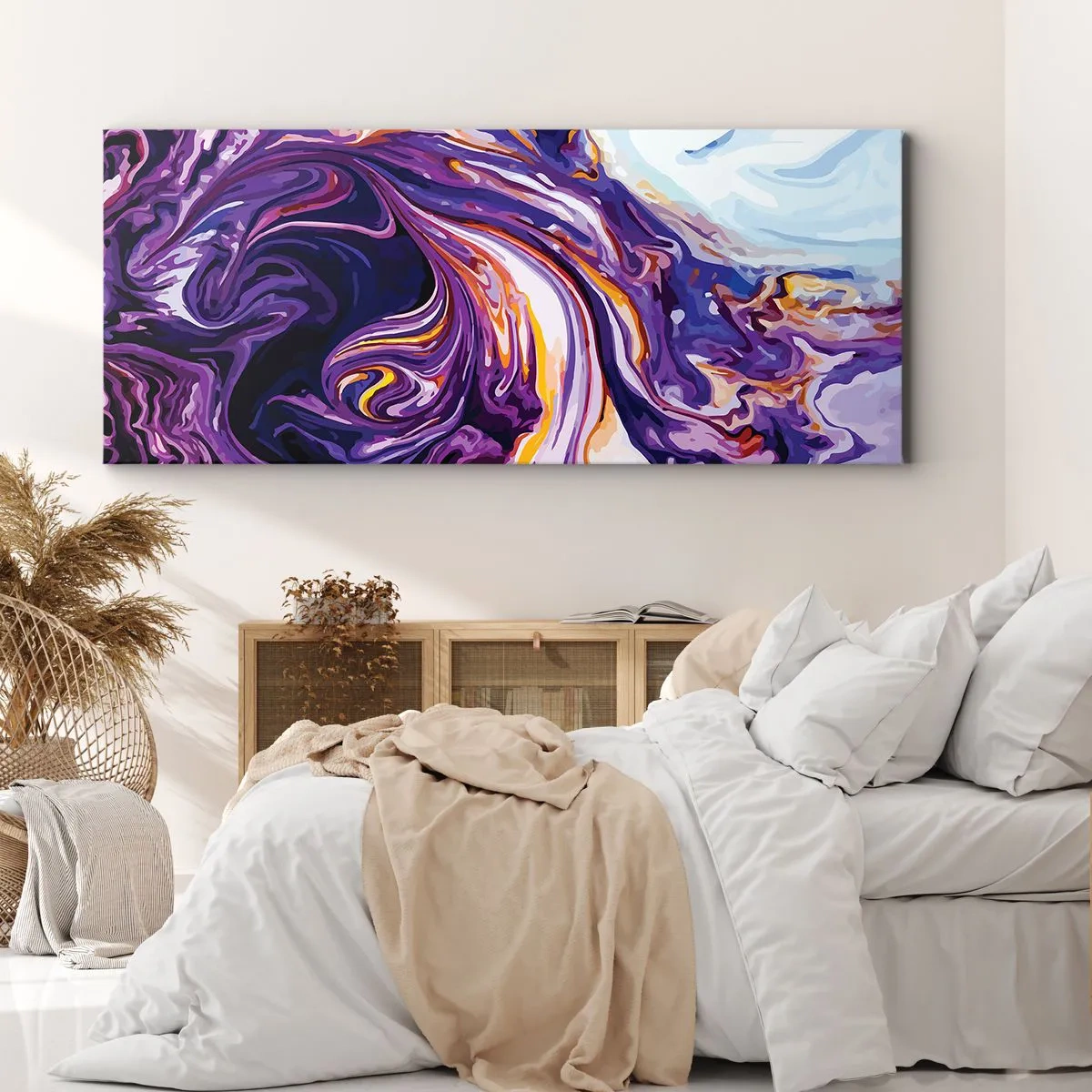 Schilderen op canvas - De vouw is paars geworden - 100x40 cm