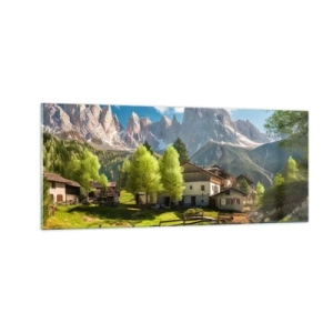 Schilderen op glas - Alpine idylle - 100x40 cm