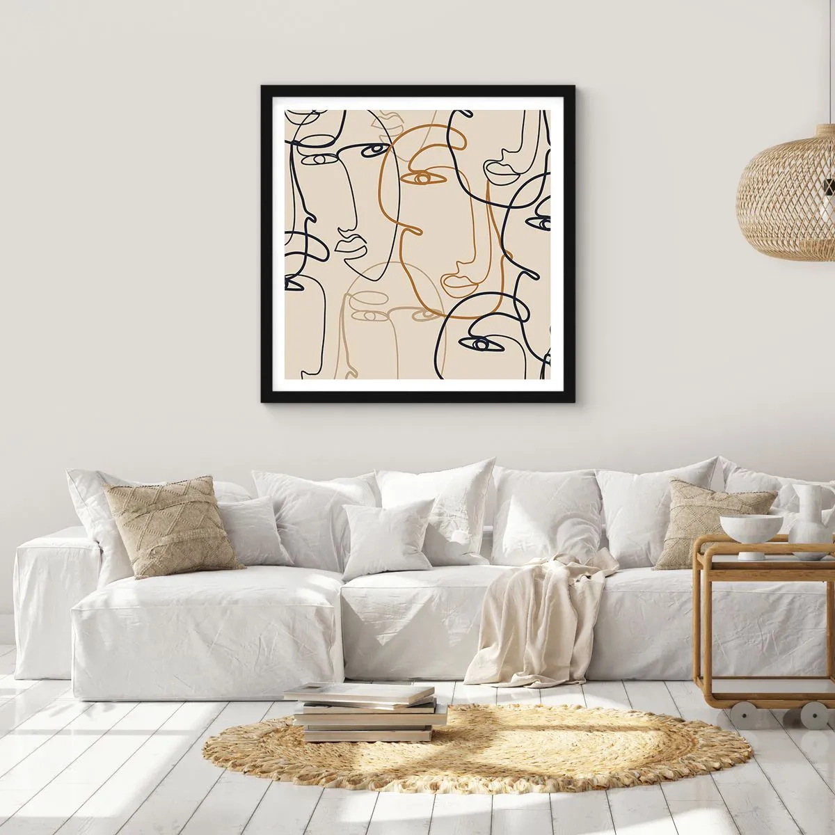 Poster in een zwarte lijst - Het portret is vermenigvuldigd - 30x30 cm