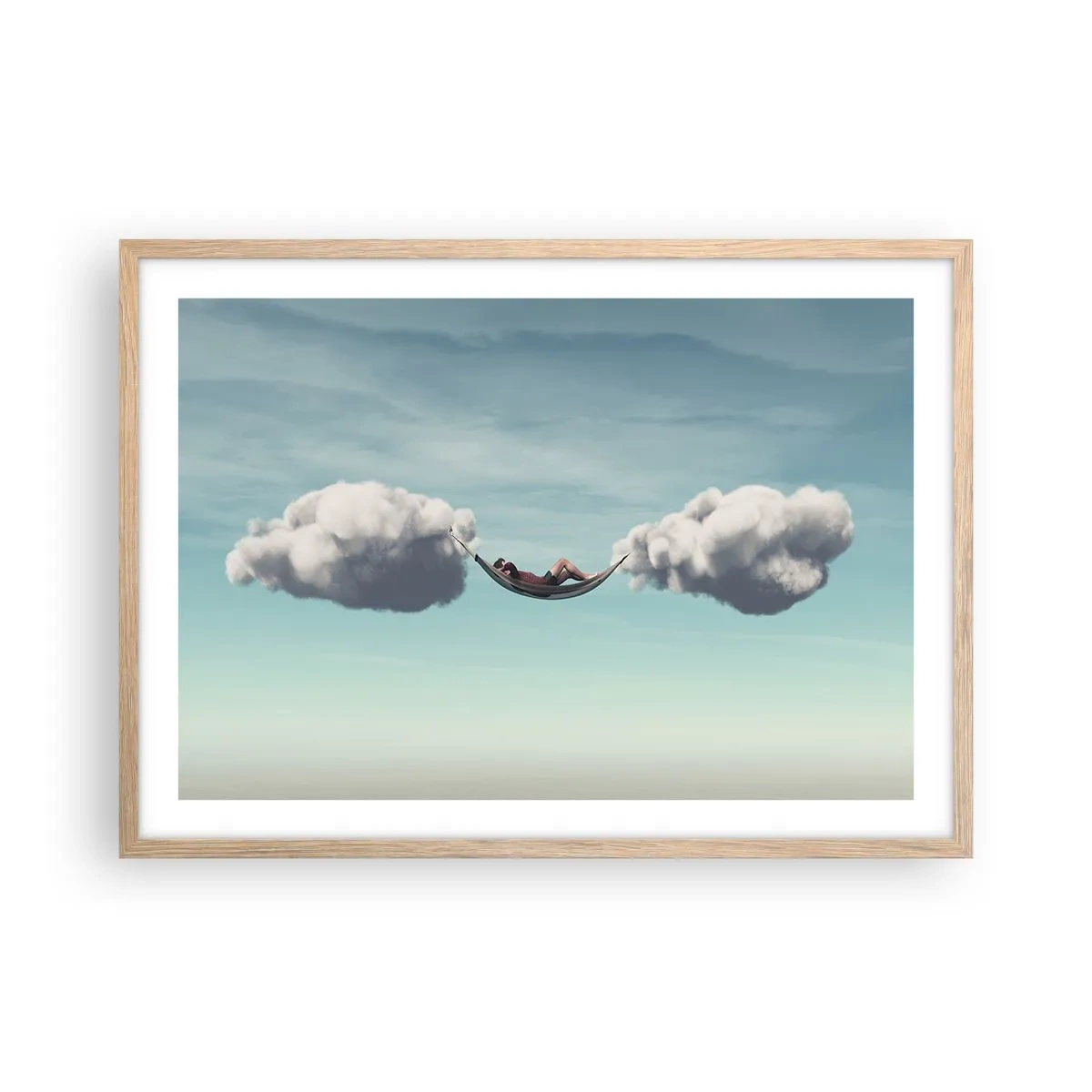 Een poster in een licht eiken lijst - Het geluk van het moment - 70x50 cm