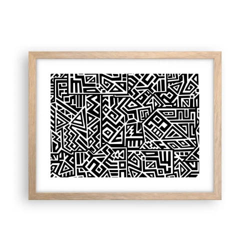 Een poster in een licht eiken lijst - Pre-Columbiaanse compositie - 40x30 cm