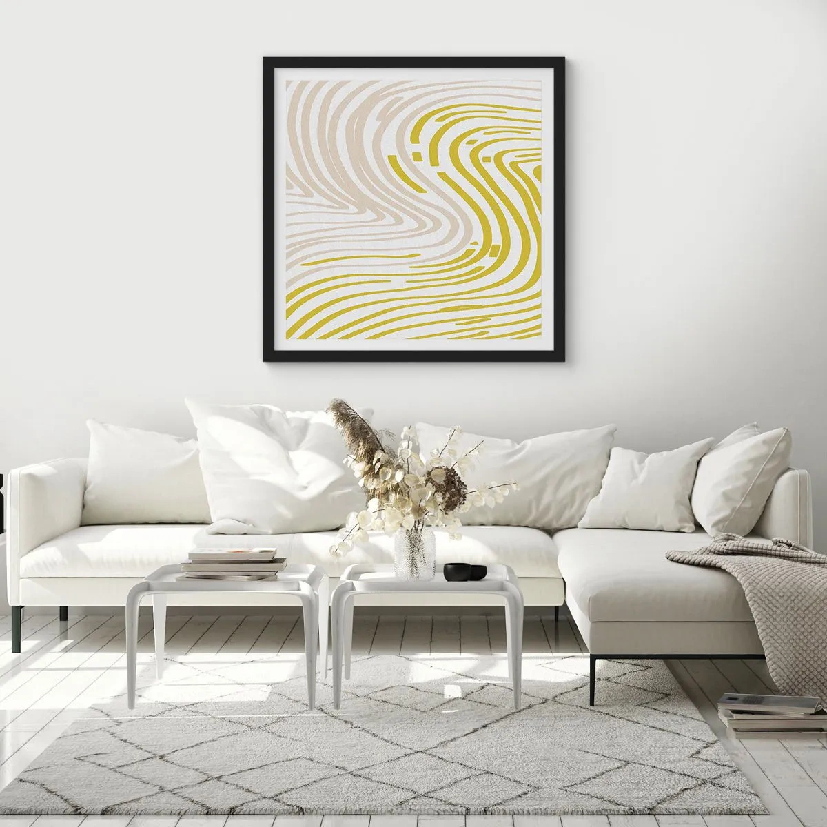 Poster in een zwarte lijst - Een compositie met een zachte buiging - 50x50 cm