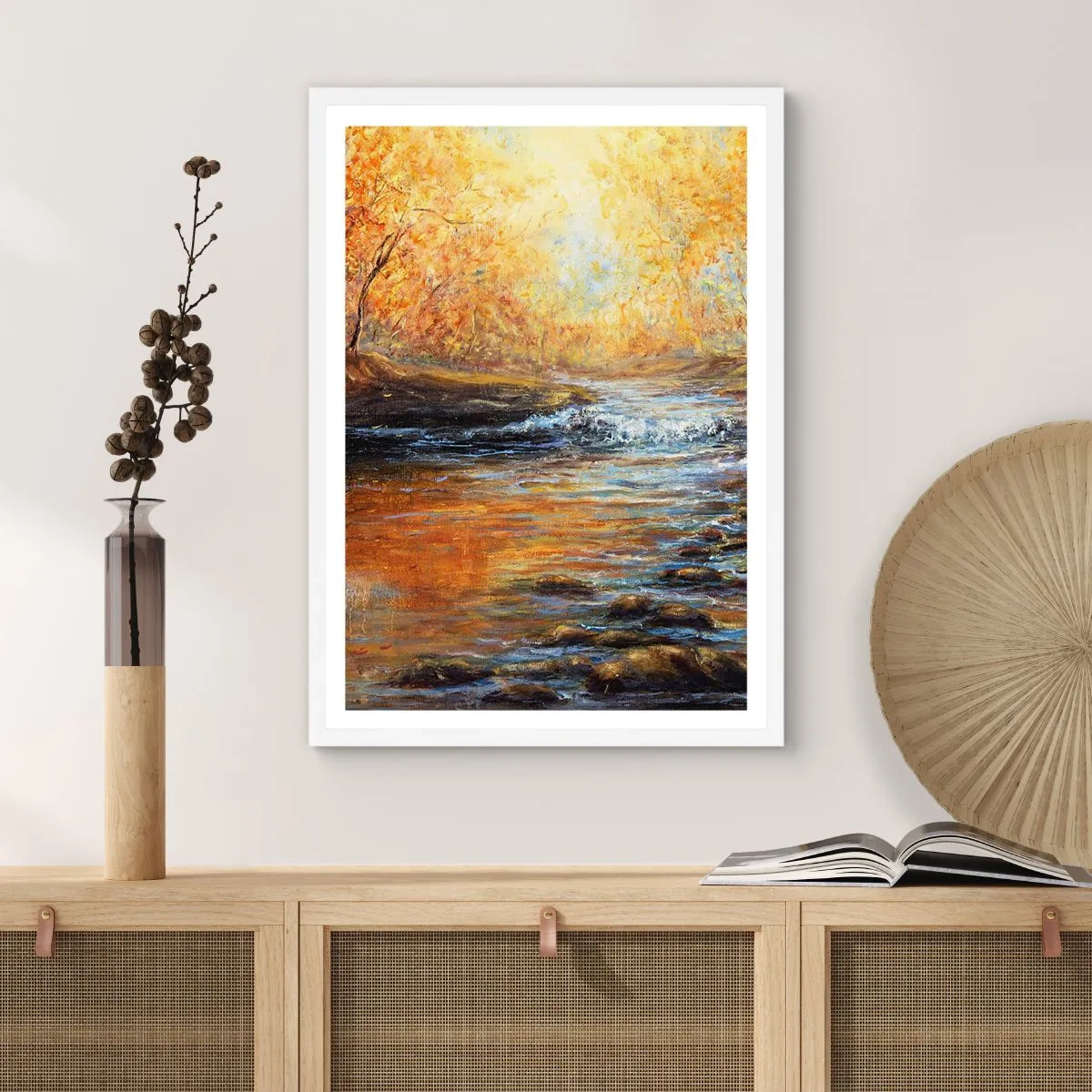 Poster in een witte lijst - De gouden stroom - 70x100 cm