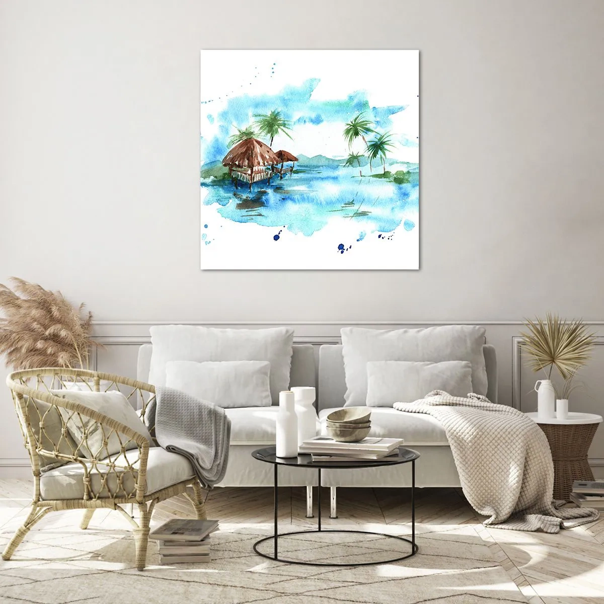 Schilderen op glas - Ergens in de Stille Oceaan - 30x30 cm