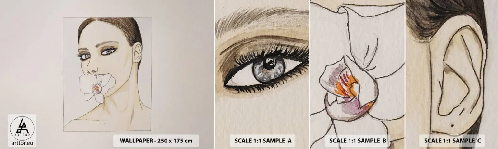 Fotobehang Staaltje Standard Eco - Een symbool van elegantie en schoonheid - Abstractie, Deel, Vrouw - 100x30 cm