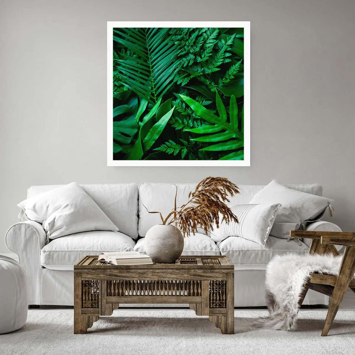 Poster - Ineengedoken in het groen - 60x60 cm