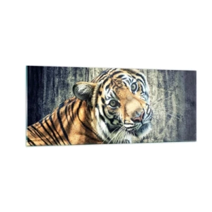 Schilderen op glas - Portret in stromen van licht - 100x40 cm