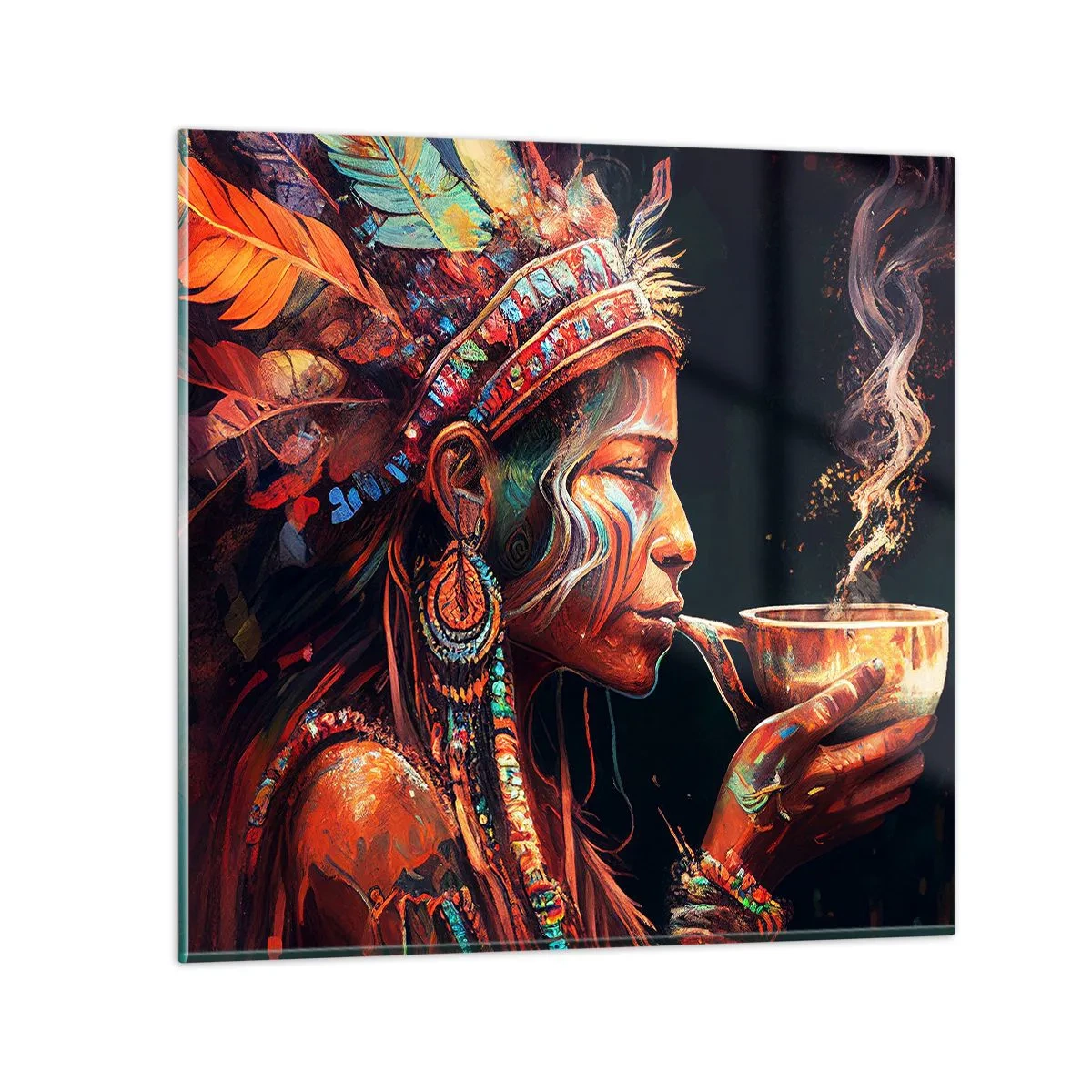 Schilderen op glas - Magisch ritueel - 60x60 cm