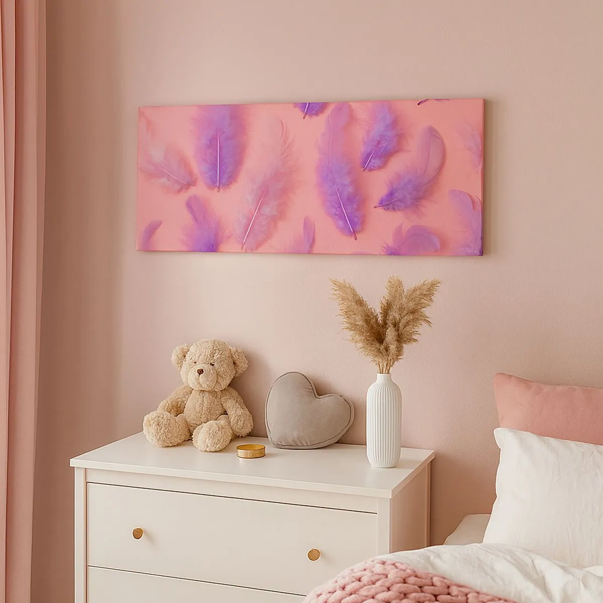 Schilderen op canvas - Lila vogel van verlangen - 100x40 cm