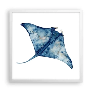 Poster in een witte lijst - Leven in blauw - 50x50 cm